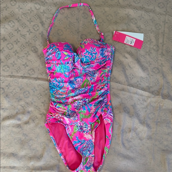 Lilly Pulitzer Hot Pink Tropical Coral Print One-Piece Swimsuit